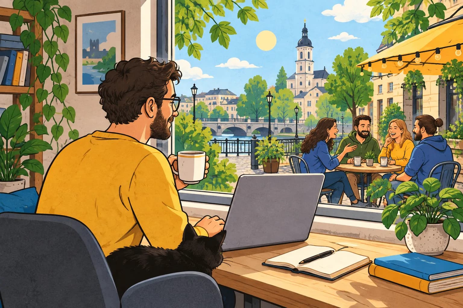 Ілюстрація: віддалена робота та спілкування в місті